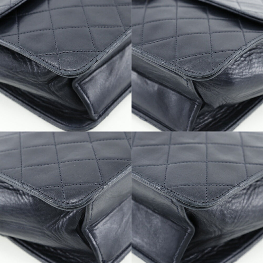 CHANEL Matrasse Shoulder Bag Coco Mark Lambskin Made in France Black/Gold Hardware Snap Button Women's