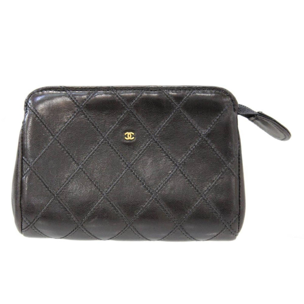 CHANEL pouch matelasse black GC card hologram