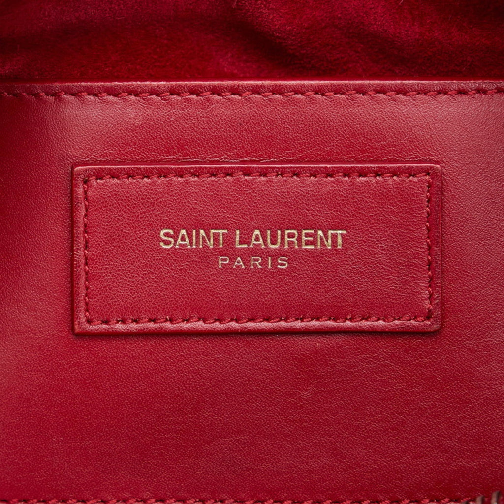 SAINT LAURENT Baby Duffle Handbag Shoulder Bag 330958 Red Leather Ladies