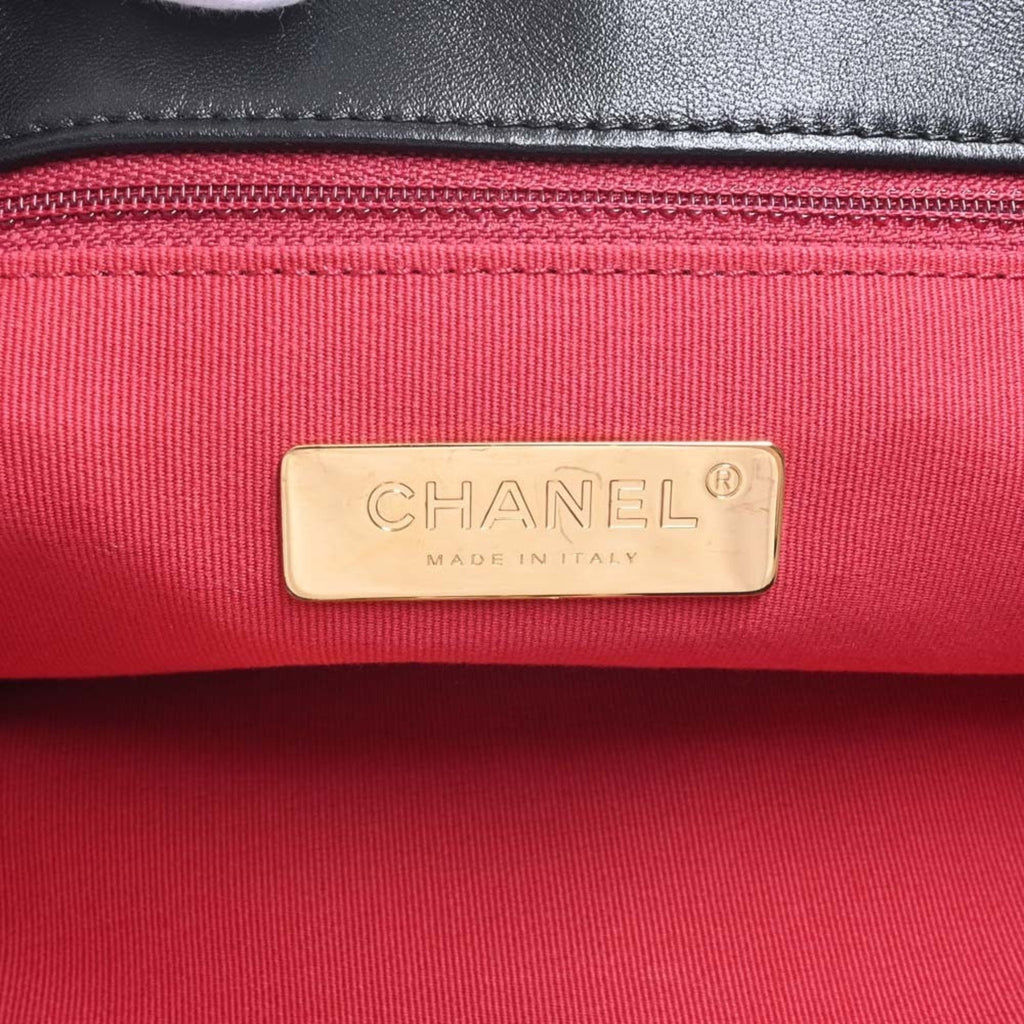 CHANEL lambskin 19 bag coco mark chain shoulder AS3660 black ladies
