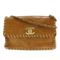 CHANEL Chain Shoulder Bag Coco Mark Logo Vintage Tanned Leather Brown/Gold Hardware Women's