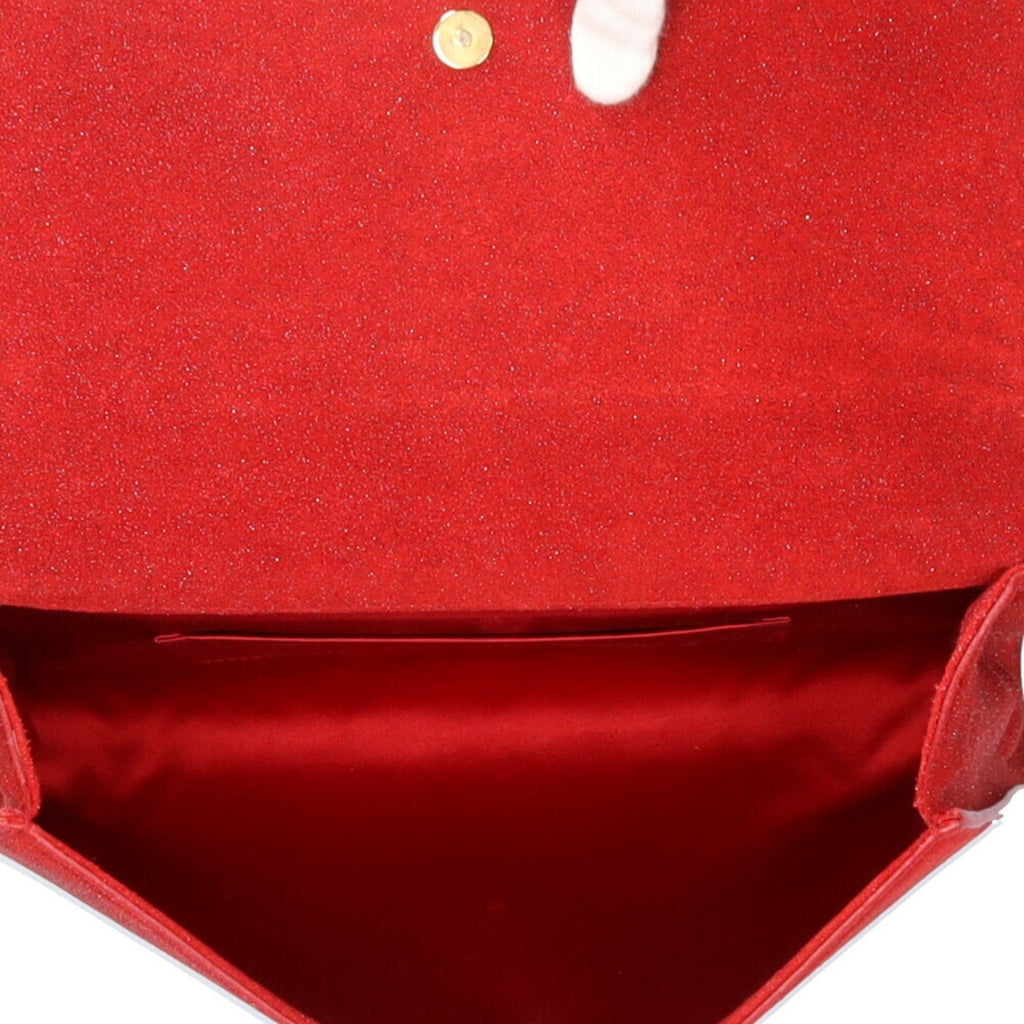 YVES SAINT LAURENT Clutch Bag Leather Red Women's