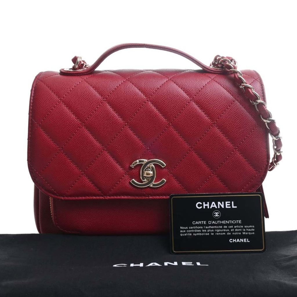 CHANEL Caviar Skin Matelasse Affinity Coco Mark Chain Shoulder Bag Red Ladies