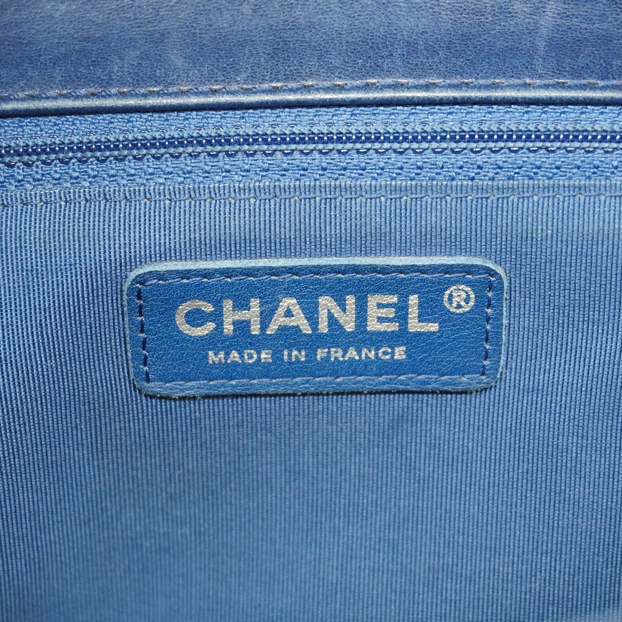 CHANEL  V Stitch W Flap W Chain Women's Leather Shoulder Bag Blue