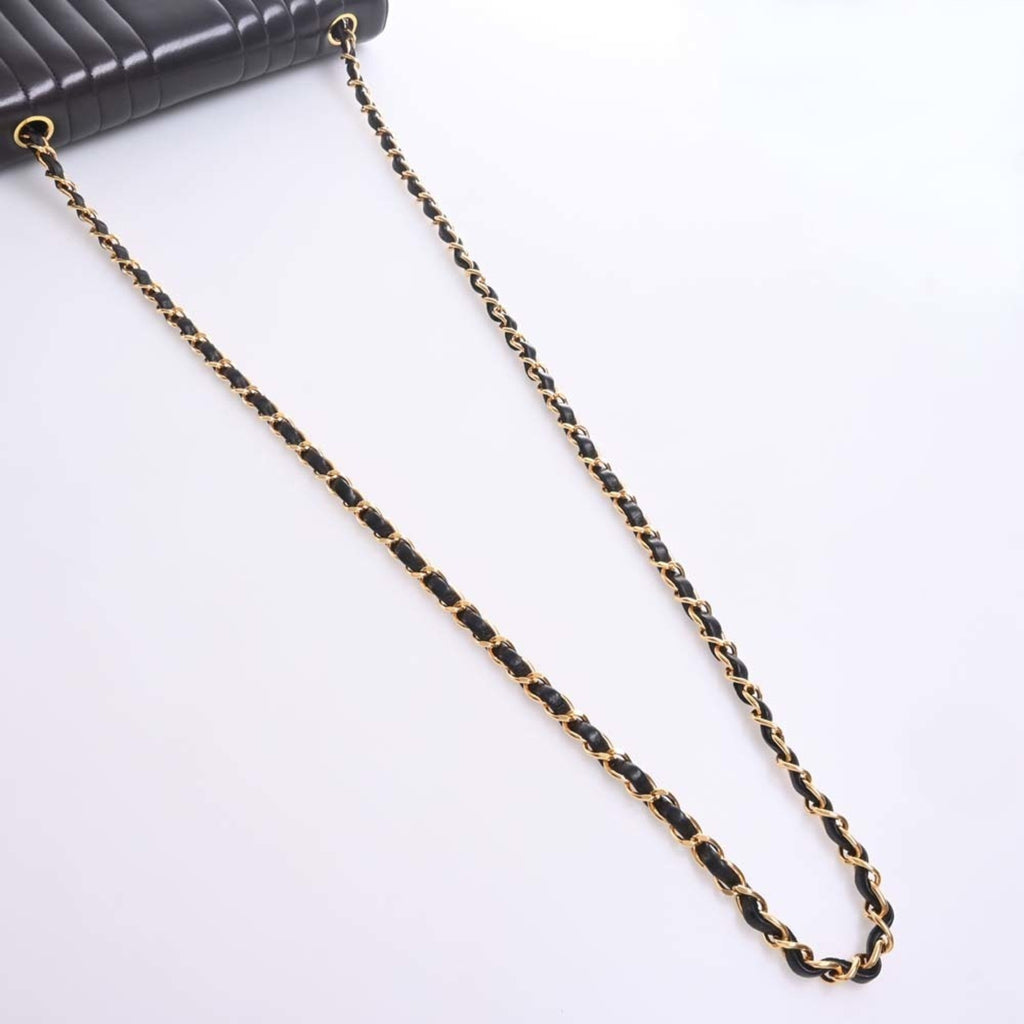 CHANEL Lambskin Mademoiselle Coco Mark Chain Shoulder Bag Black Ladies