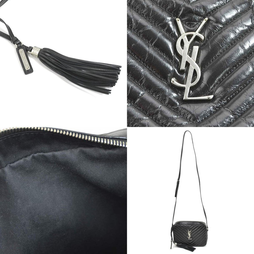 SAINT LAURENT Crossbody Shoulder Bag Leather Black Women's 468537
