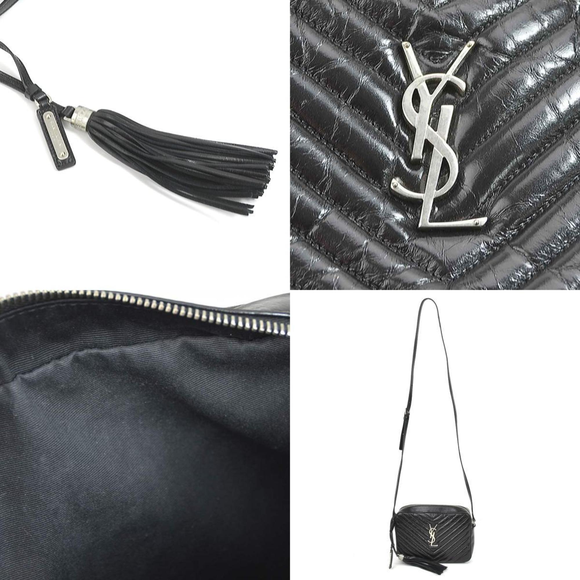 SAINT LAURENT Crossbody Shoulder Bag Leather Black Women's 468537