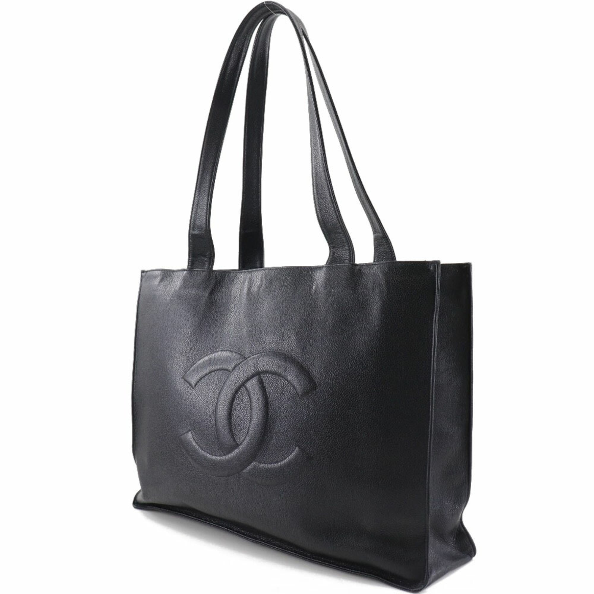CHANEL Coco Mark Matte Caviar Skin Black Women's Tote Bag