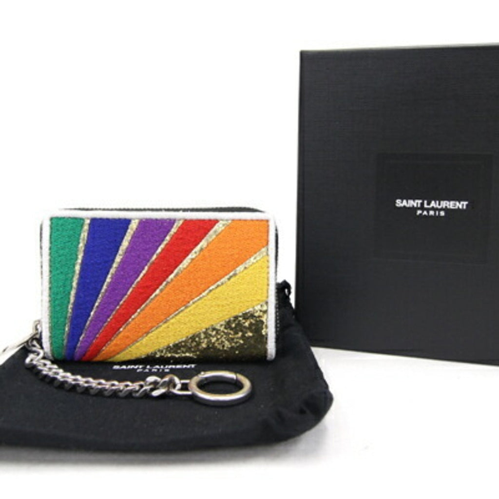 SAINT LAURENT Coin Case 456893 Multicolor Fabric Purse Accessory Women's Men's  PARIS