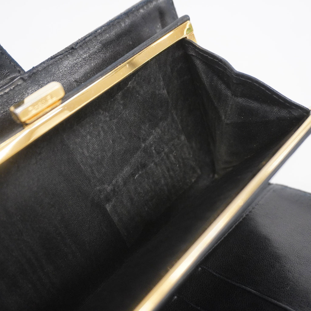 CHANELAuth  Gold Hardware Women's Caviar Leather Long Wallet Black