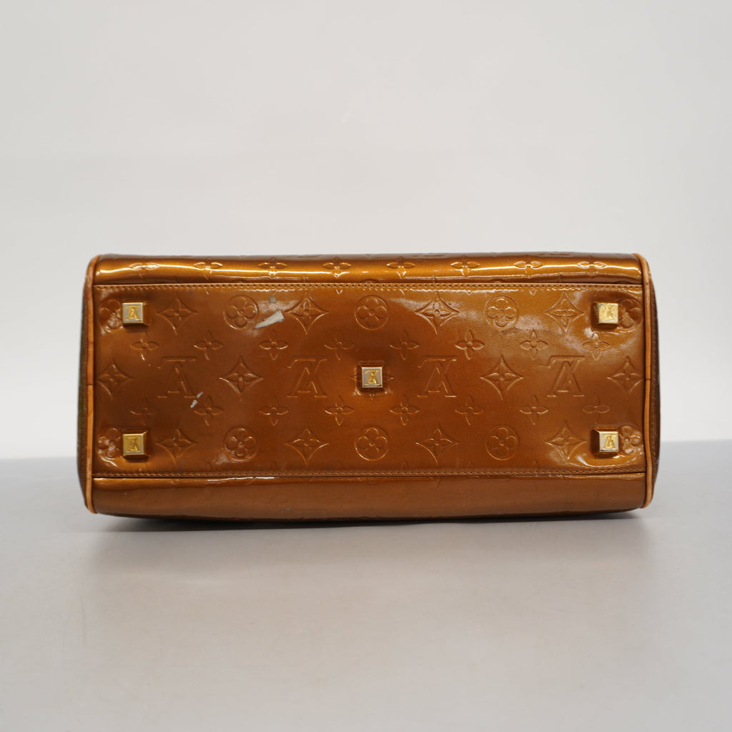 LOUIS VUITTONAuth  Monogram Vernis Tompkins Square M91103 Women's Handbag Bronze