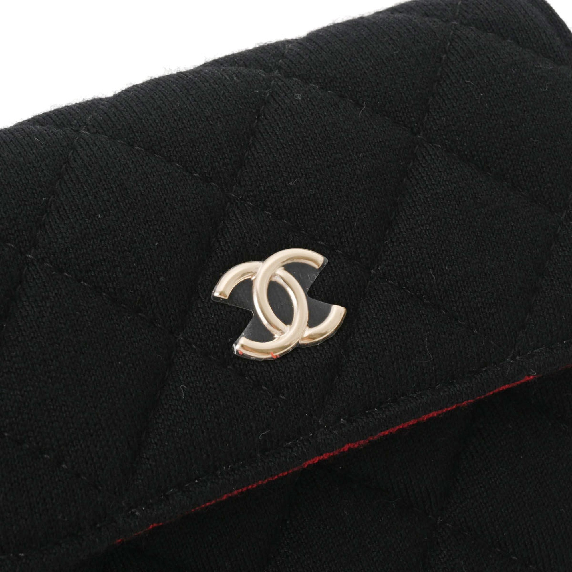 CHANEL Matelasse Chain Pouch Black Women's Jersey