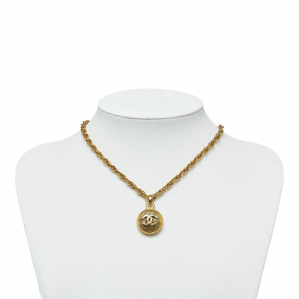 CHANEL Cocomark Necklace Gold Plated Women's