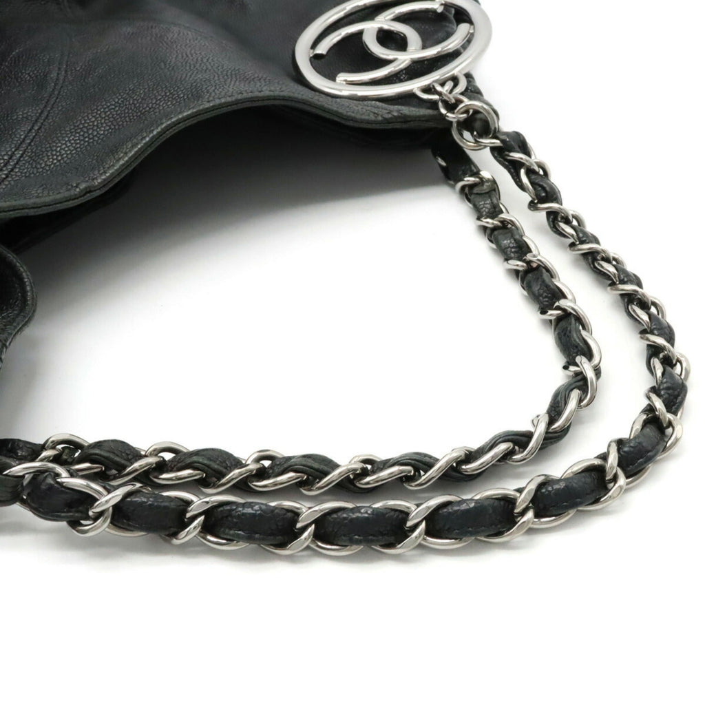CHANEL Cococabus GM Cocomark Shoulder Bag Chain Tote Caviar Skin Leather Black A33450