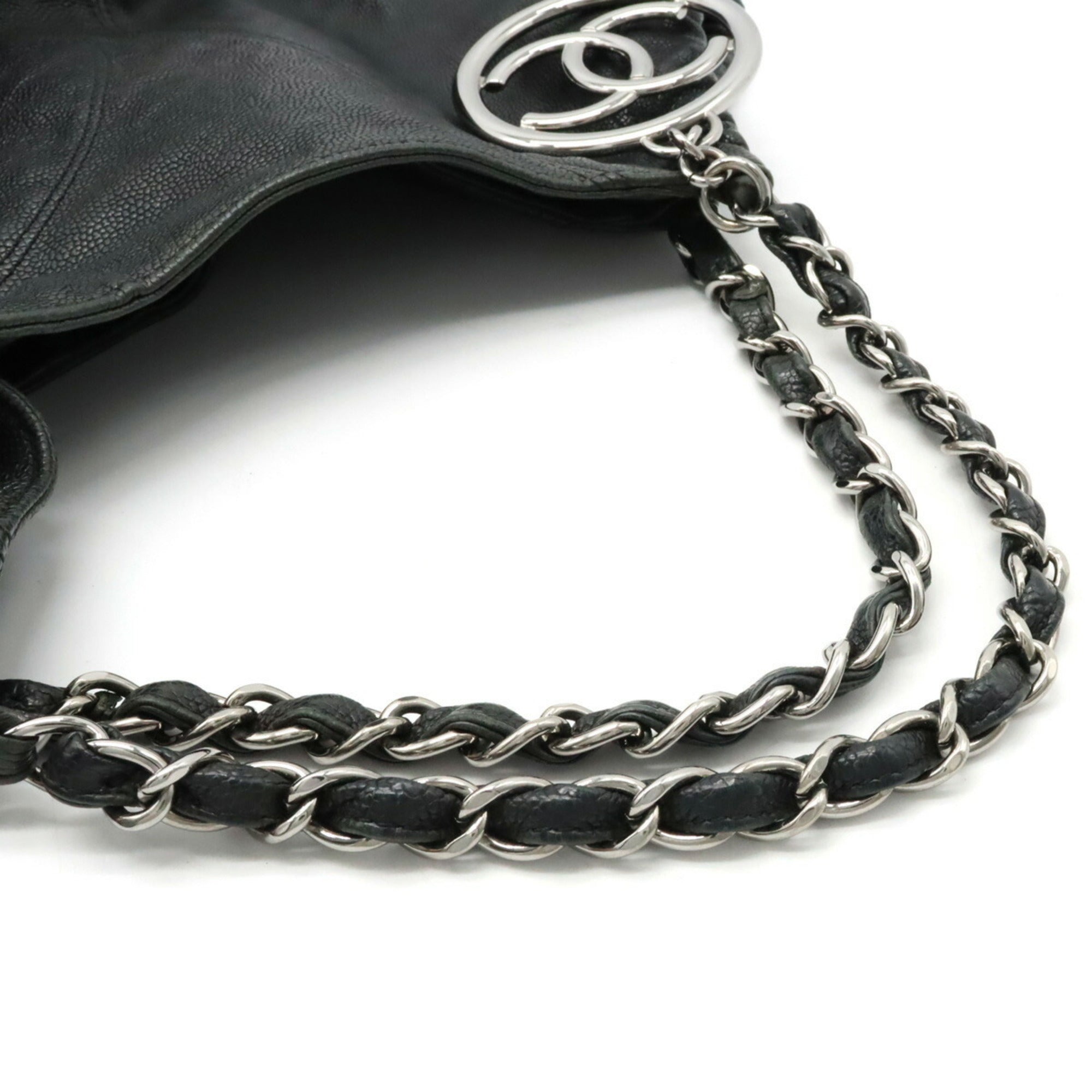 CHANEL Cococabus GM Cocomark Shoulder Bag Chain Tote Caviar Skin Leather Black A33450