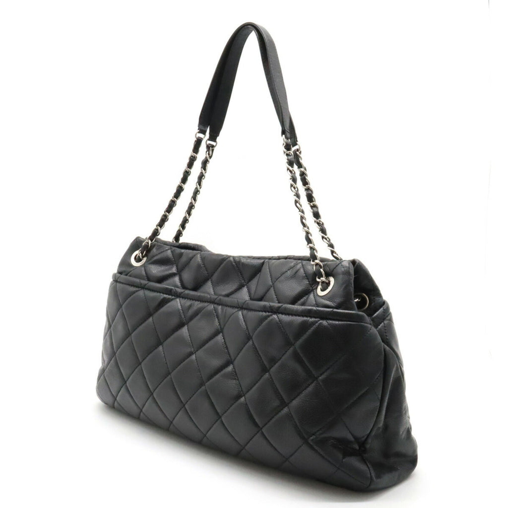 CHANEL Matelasse Coco Mark Chain Tote Bag Shoulder Caviar Skin Leather Black A67292