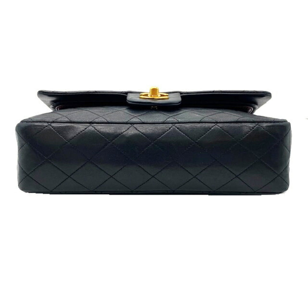 CHANEL Matelasse W Flap Chain Shoulder Bag Lambskin Black Seal Coco Mark -
