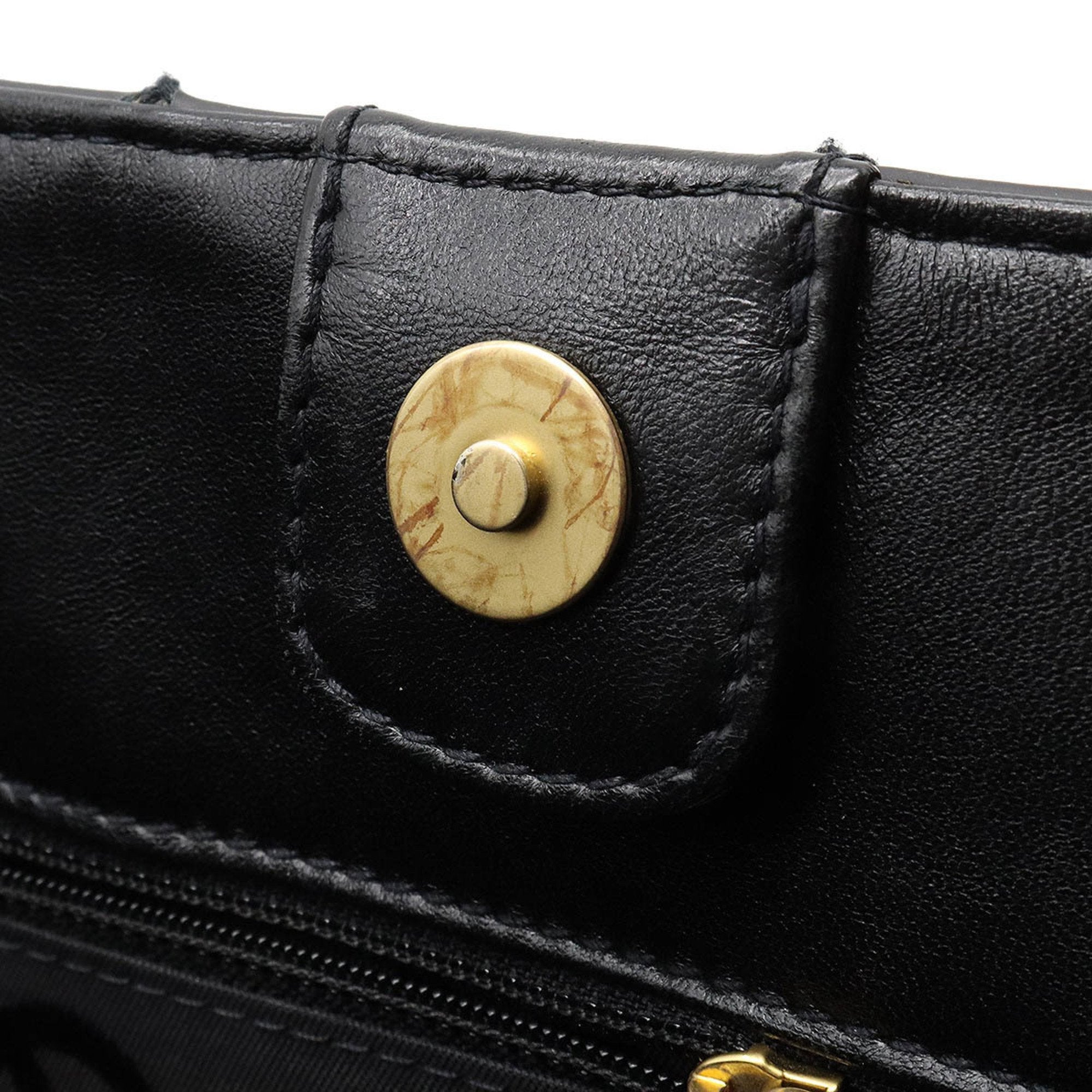 CHANEL Matelasse Wild Stitch Tote Bag Chain Shoulder Matte Leather Black