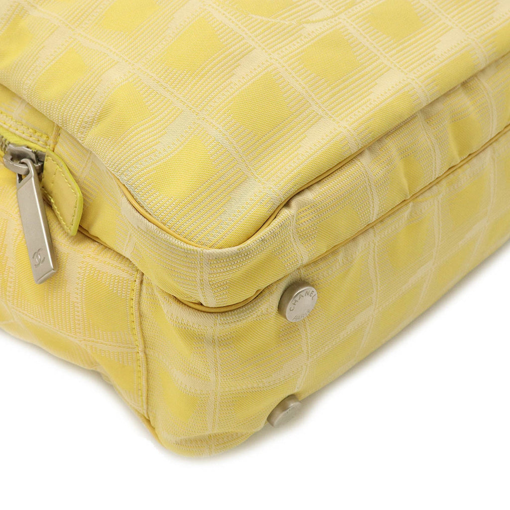 CHANEL New Line Handbag Shoulder Bag Jacquard Canvas Yellow A15973