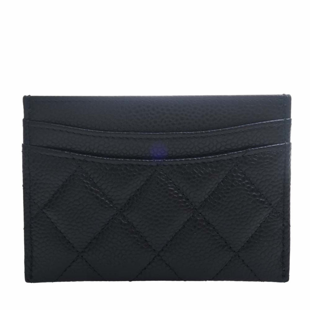 CHANEL Caviar Skin Matelasse Coco Mark Card Case Black Ladies