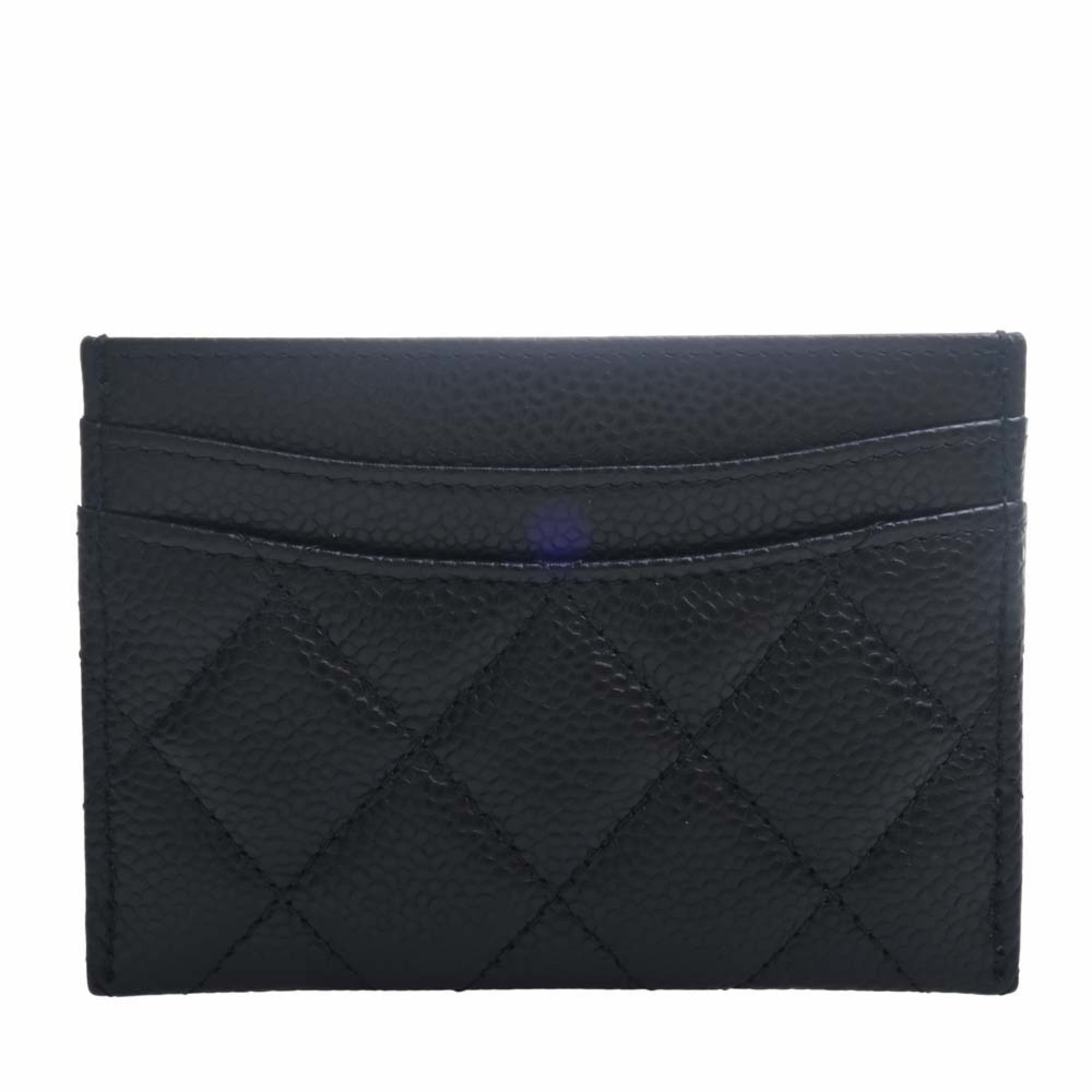 CHANEL Caviar Skin Matelasse Coco Mark Card Case Black Ladies