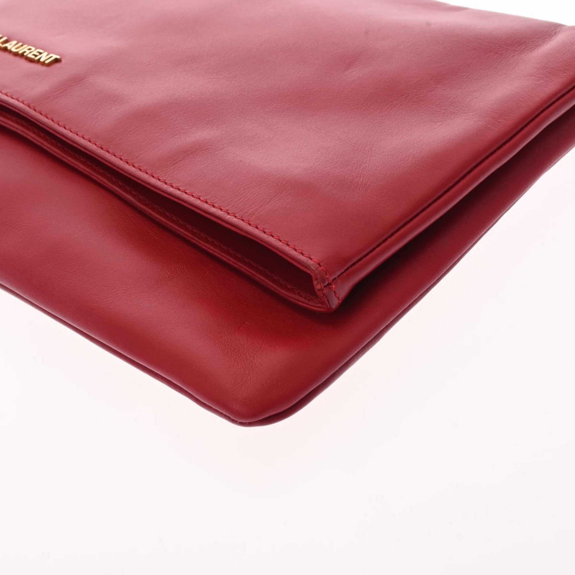 SAINT LAURENT Red 328193 Women's Calf Clutch Bag