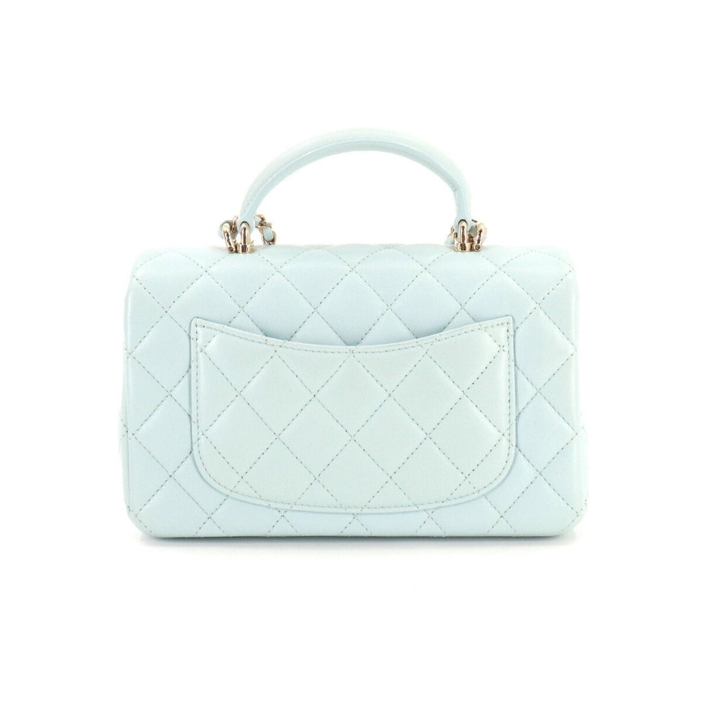 Chanel matelasse top handle mini flap 2way hand chain shoulder bag leather light blue AS2431 Matelasse Bag