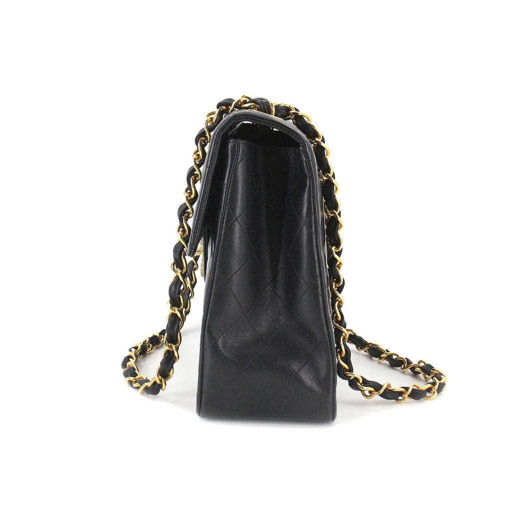 Chanel Decamato matelasse 34 chain shoulder bag leather black A01094 vintage gold metal fittings Matelasse Bag
