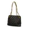 CHANELAuth  Matelasse Chain Shoulder With Fringes Leather Shoulder Bag Black