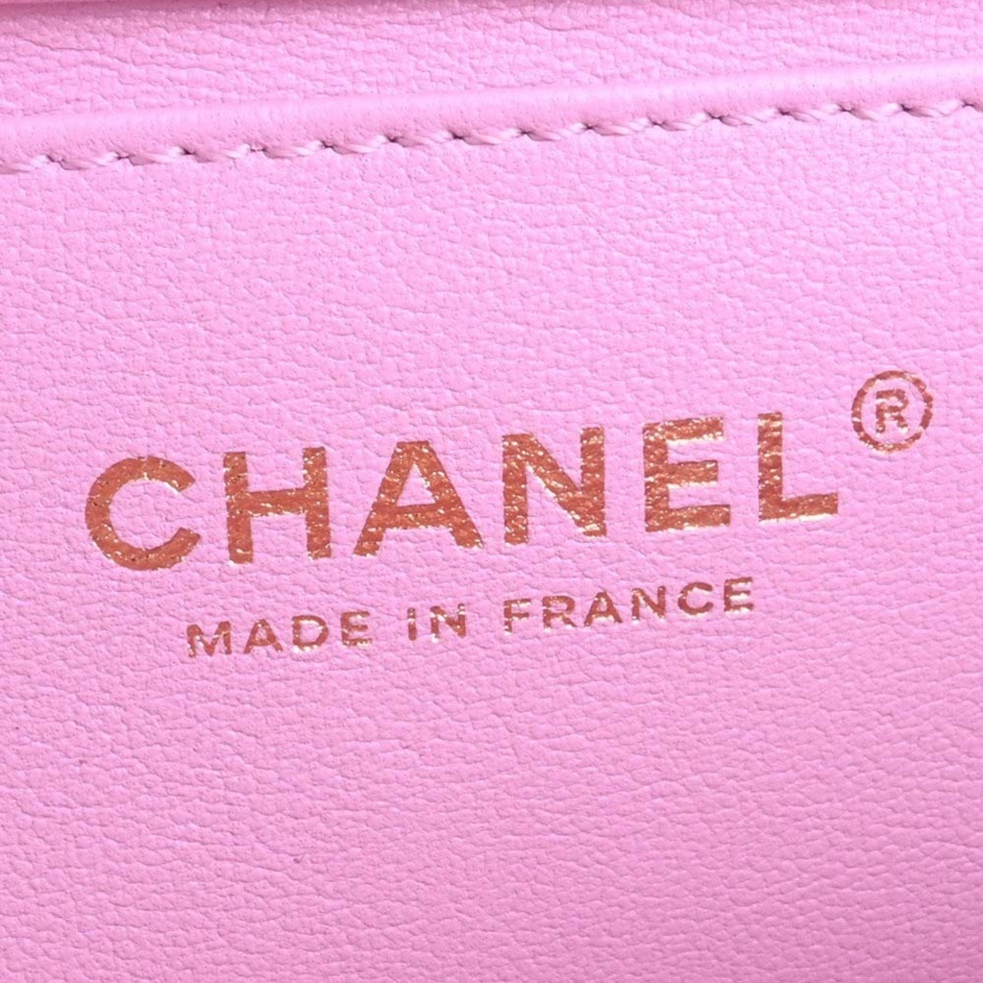 CHANEL Lambskin Boy Coco Mark Chain Shoulder Bag Pink Ladies