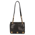 CHANEL Chain Triple Coco Shoulder Bag Caviar Skin Black Women's