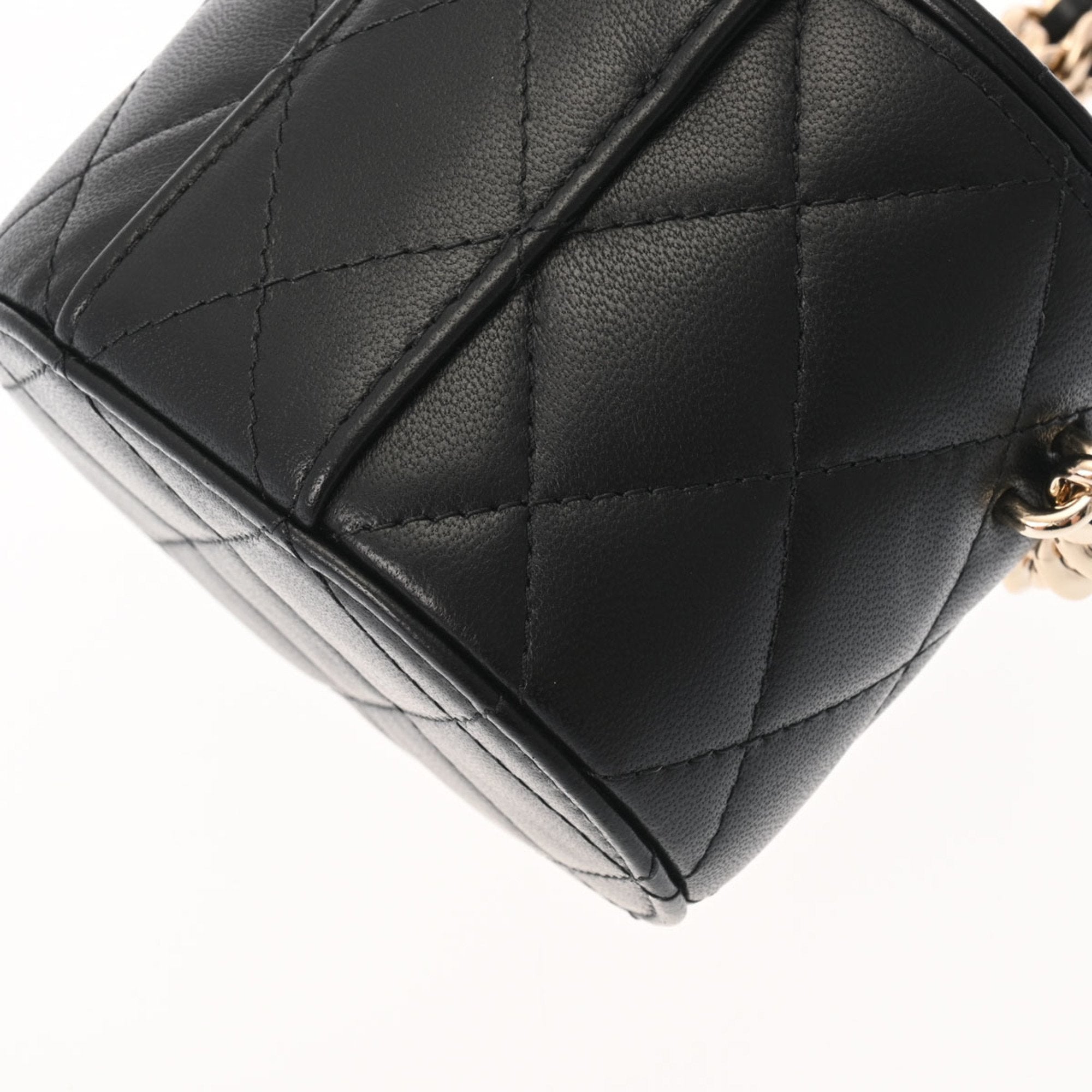 CHANEL Matelasse Vanity Chain Shoulder Black Women's Lambskin Bag