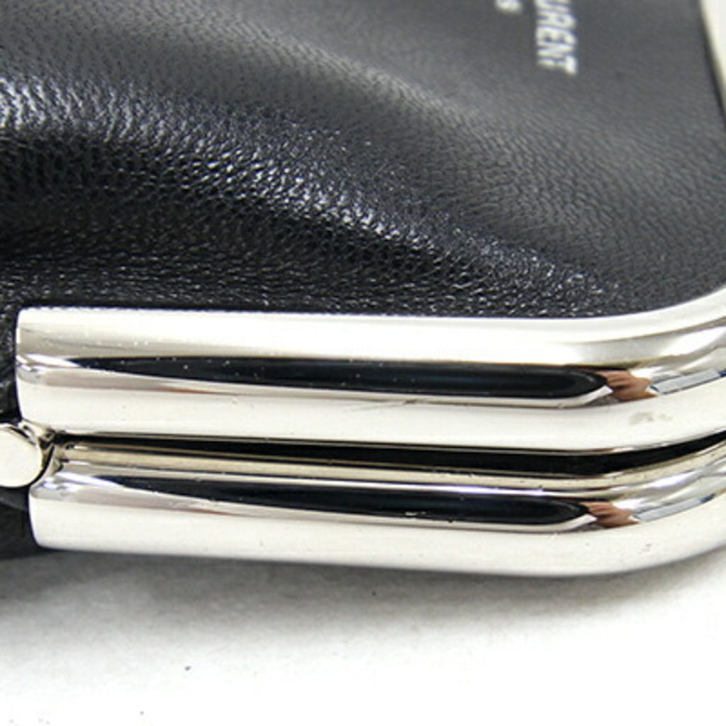 SAINT LAURENT Chain Pouch Charniere Black Leather Women's