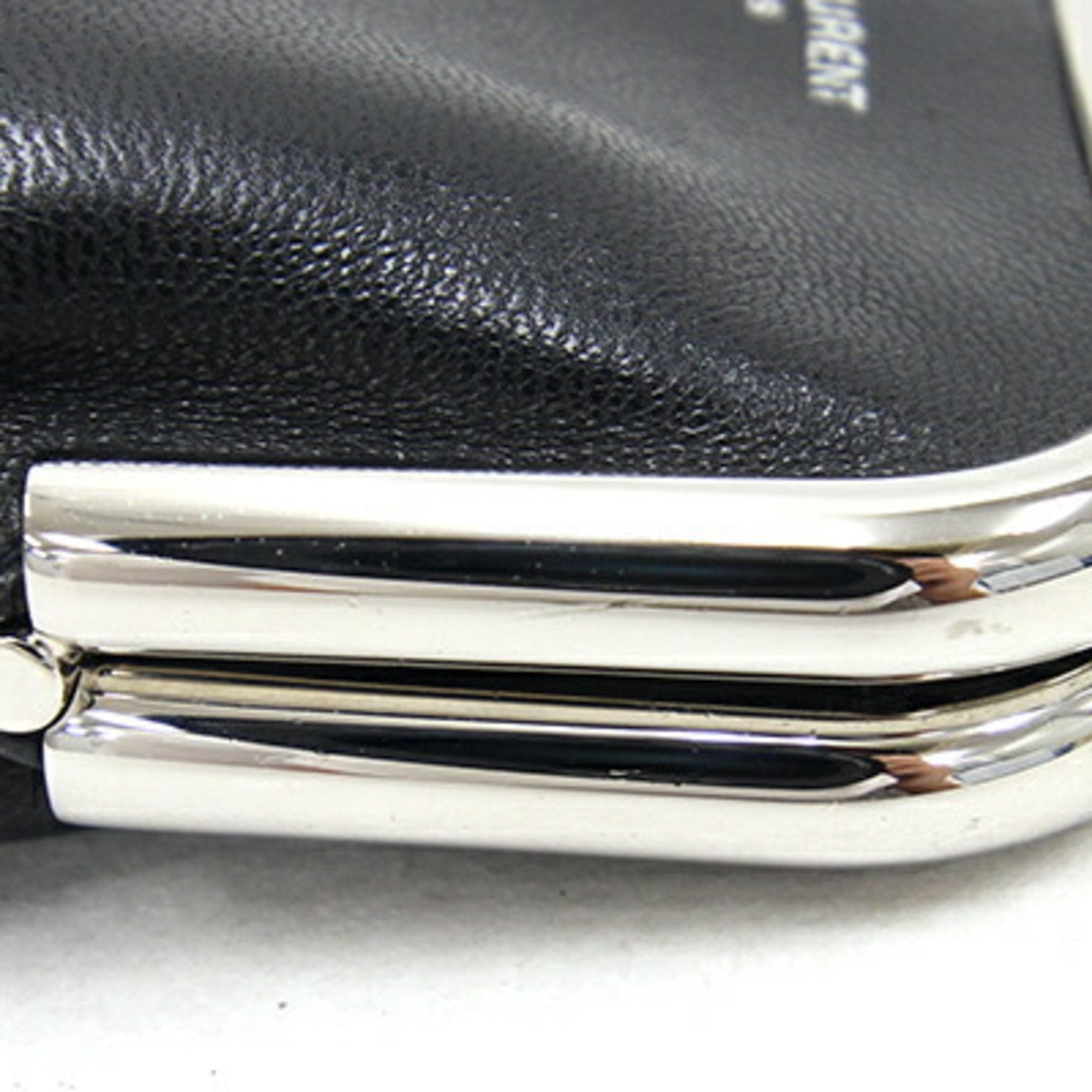 SAINT LAURENT Chain Pouch Charniere Black Leather Women's