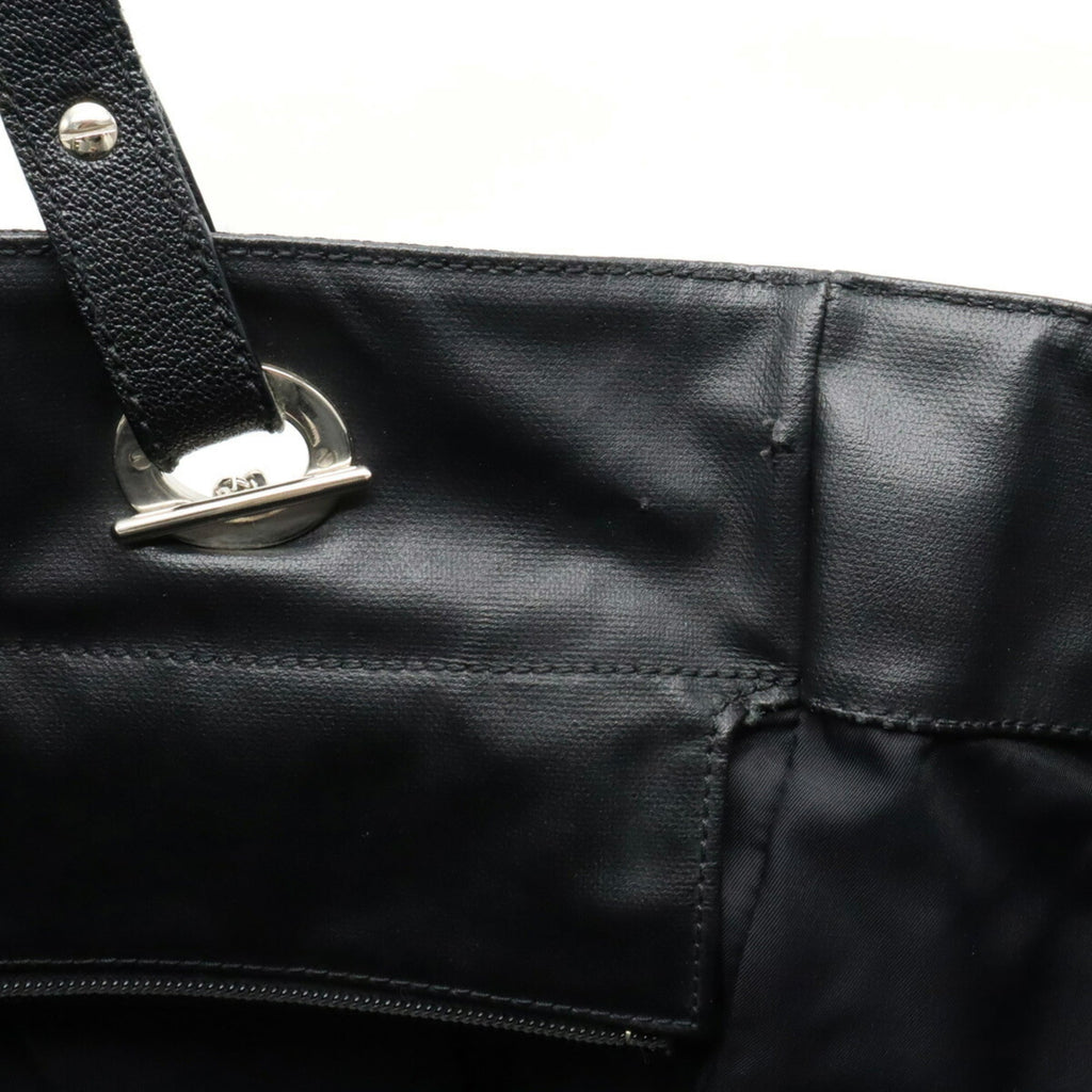 CHANEL Paris Biarritz Tote MM Bag Handbag Coated Canvas Black A34209