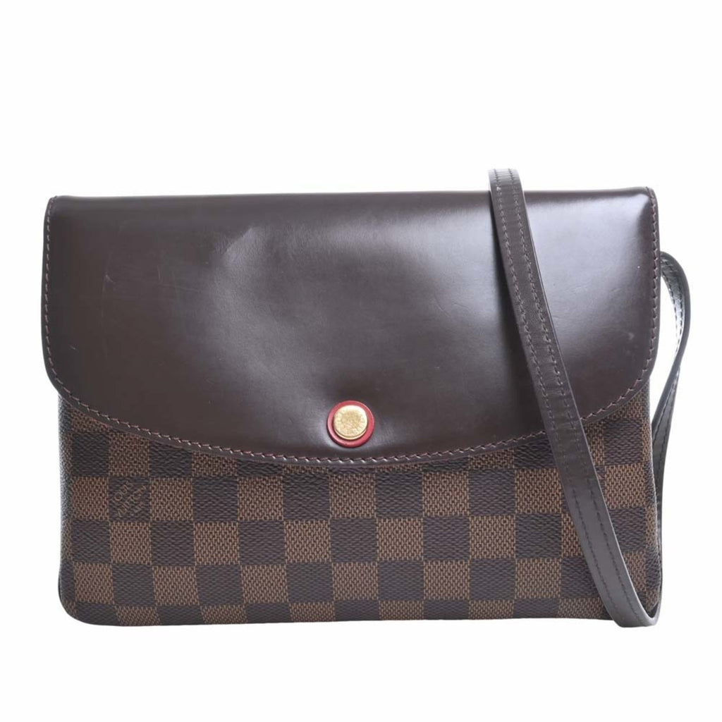 LOUIS VUITTON Damier Twice Shoulder Bag N48259 Brown/Red Ladies