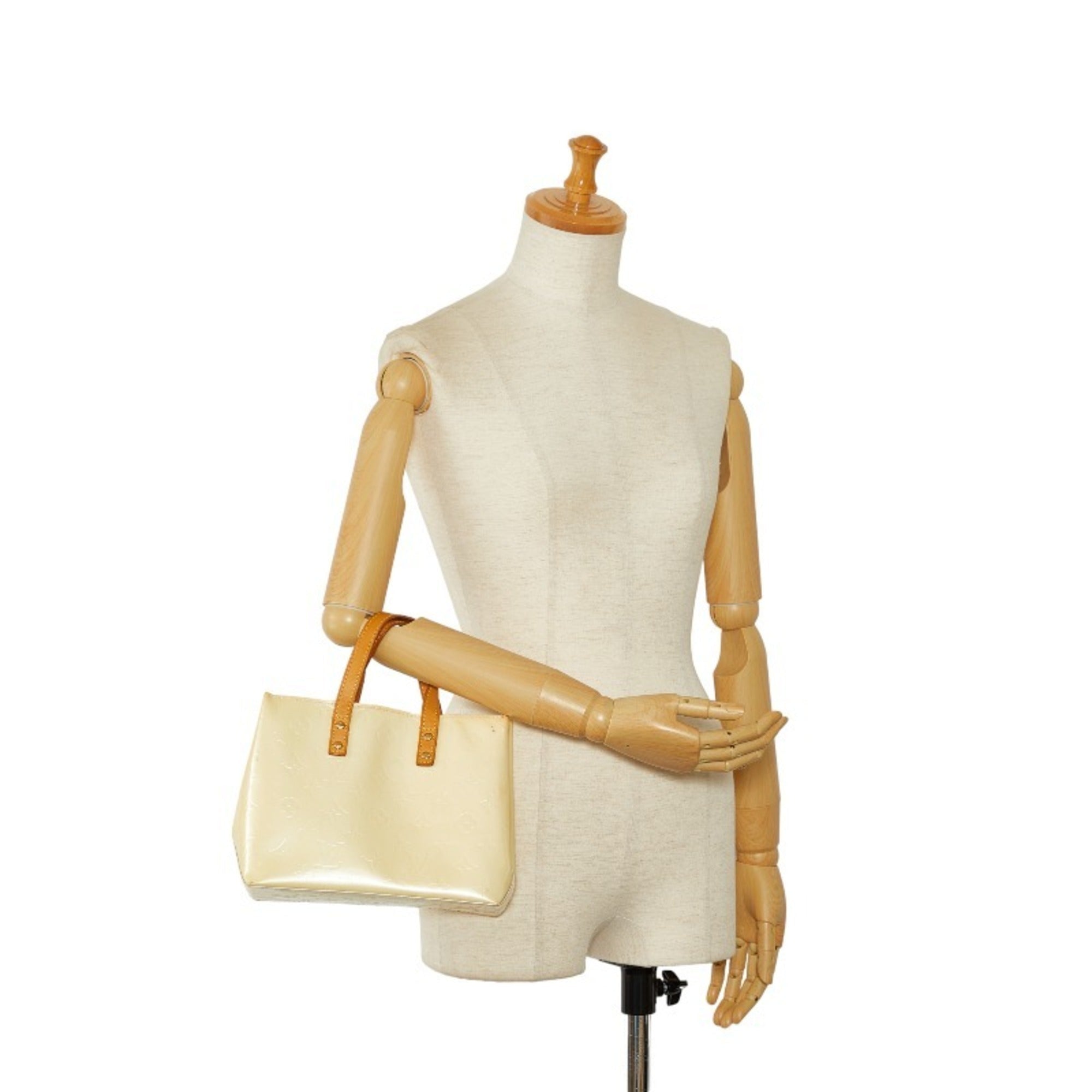 LOUIS VUITTON Monogram Vernis Reid PM Handbag M91336 Perle White Patent Leather Women's