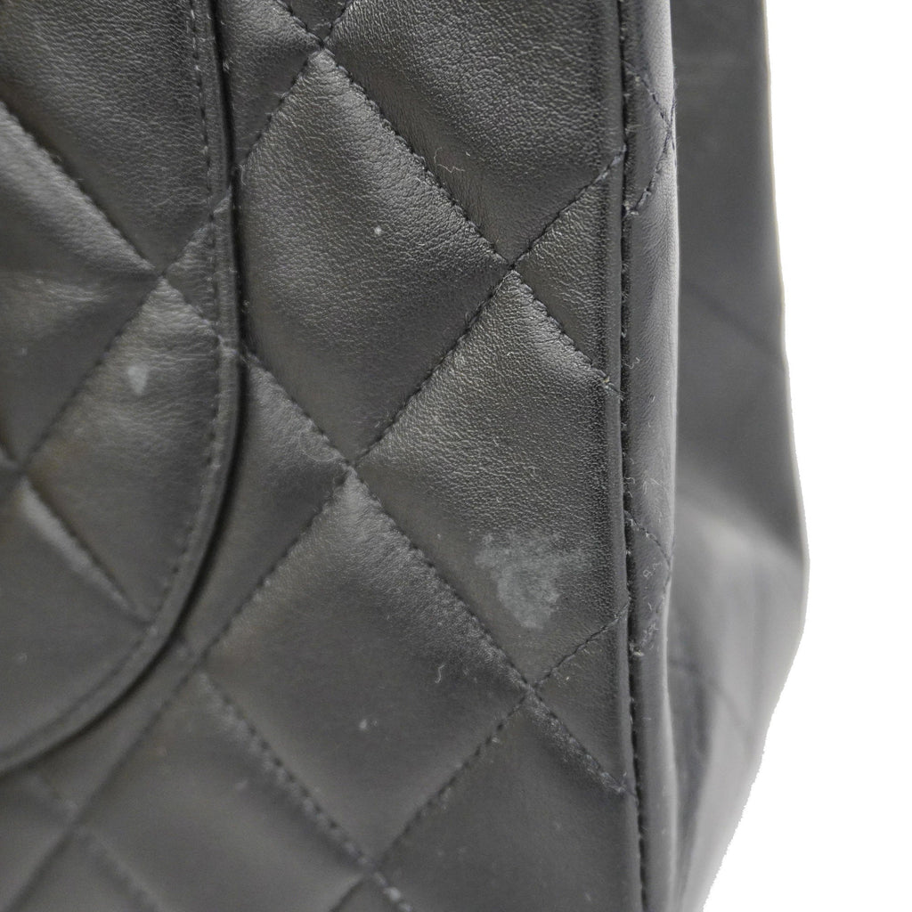CHANEL  Big Matelasse W Chain Women's Leather Shoulder Bag Black