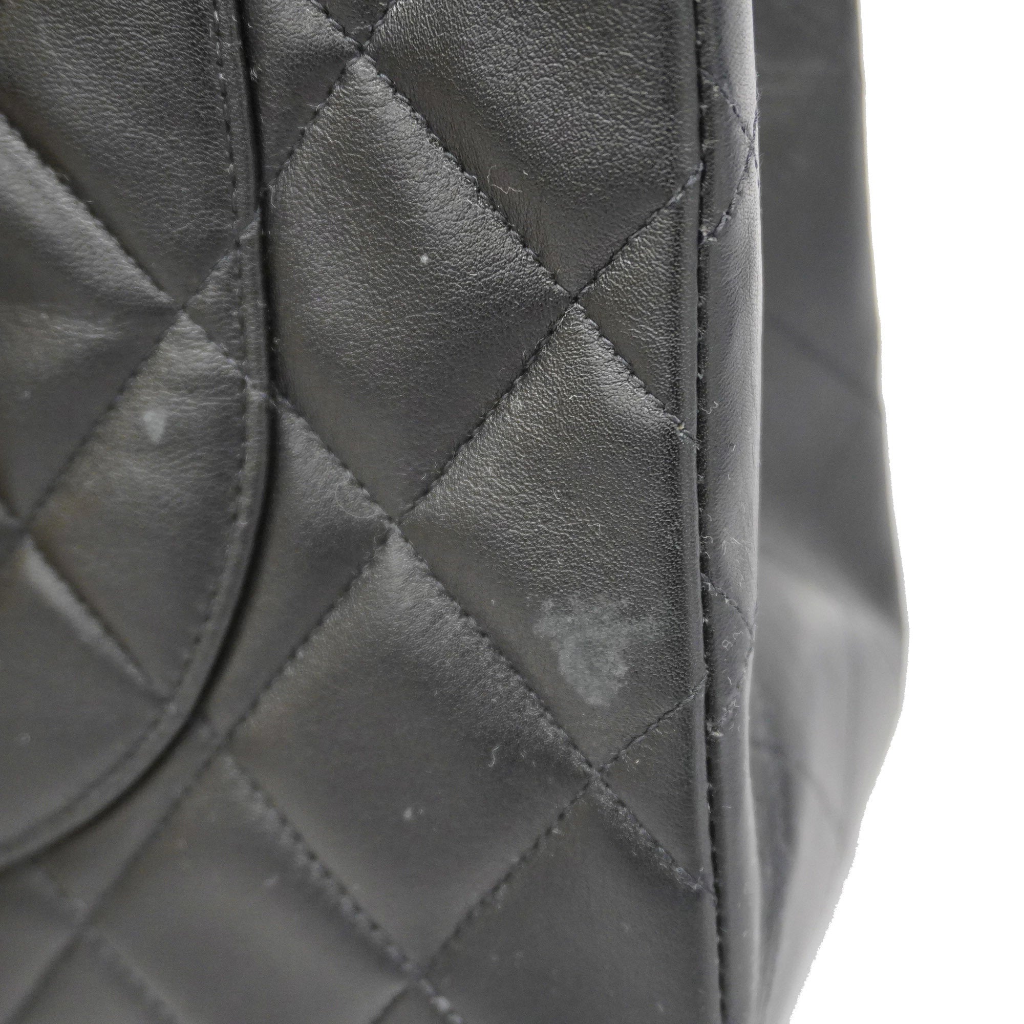 CHANEL  Big Matelasse W Chain Women's Leather Shoulder Bag Black