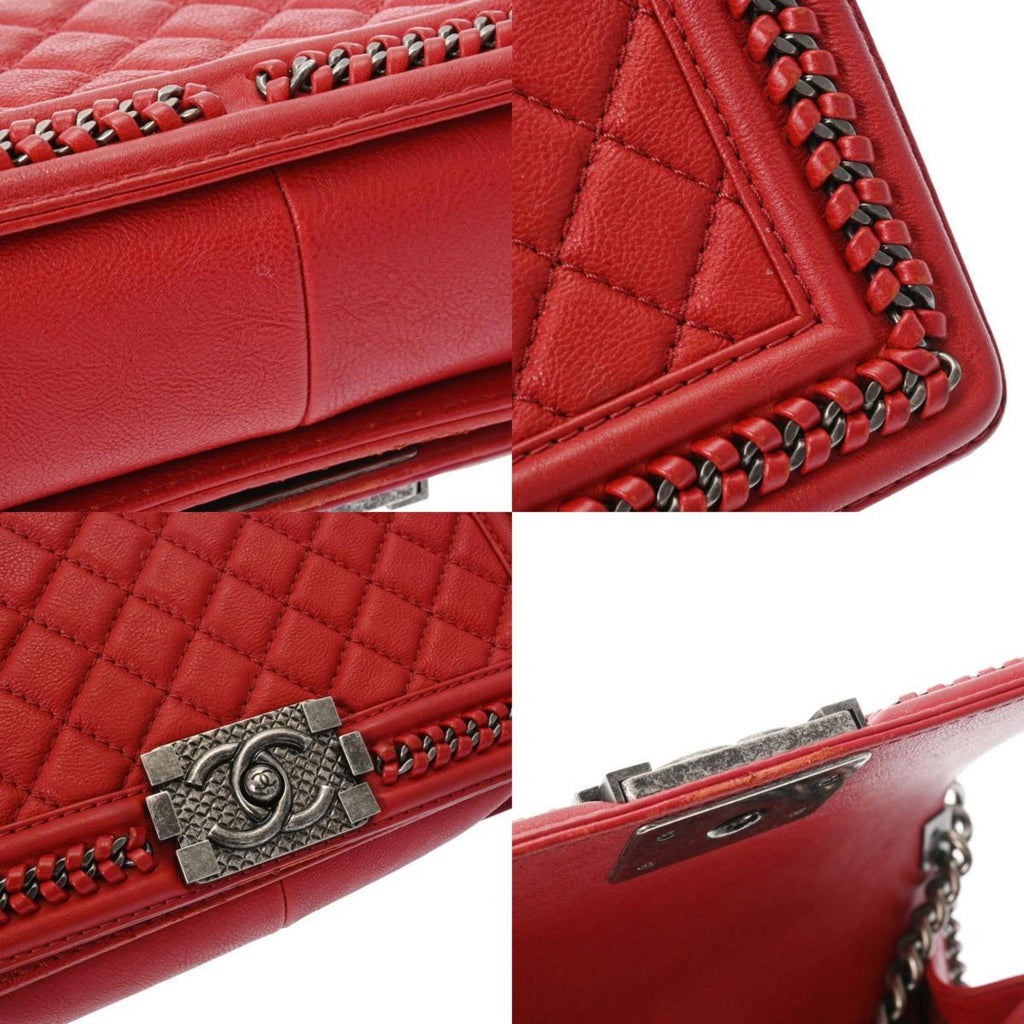 CHANEL Boy  Men,Women Handbag Black,Red Color,White