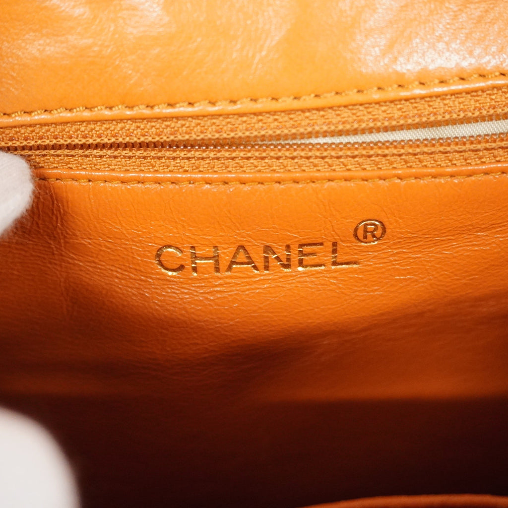 CHANELAuth  Matelasse Women's Leather Handbag Orange