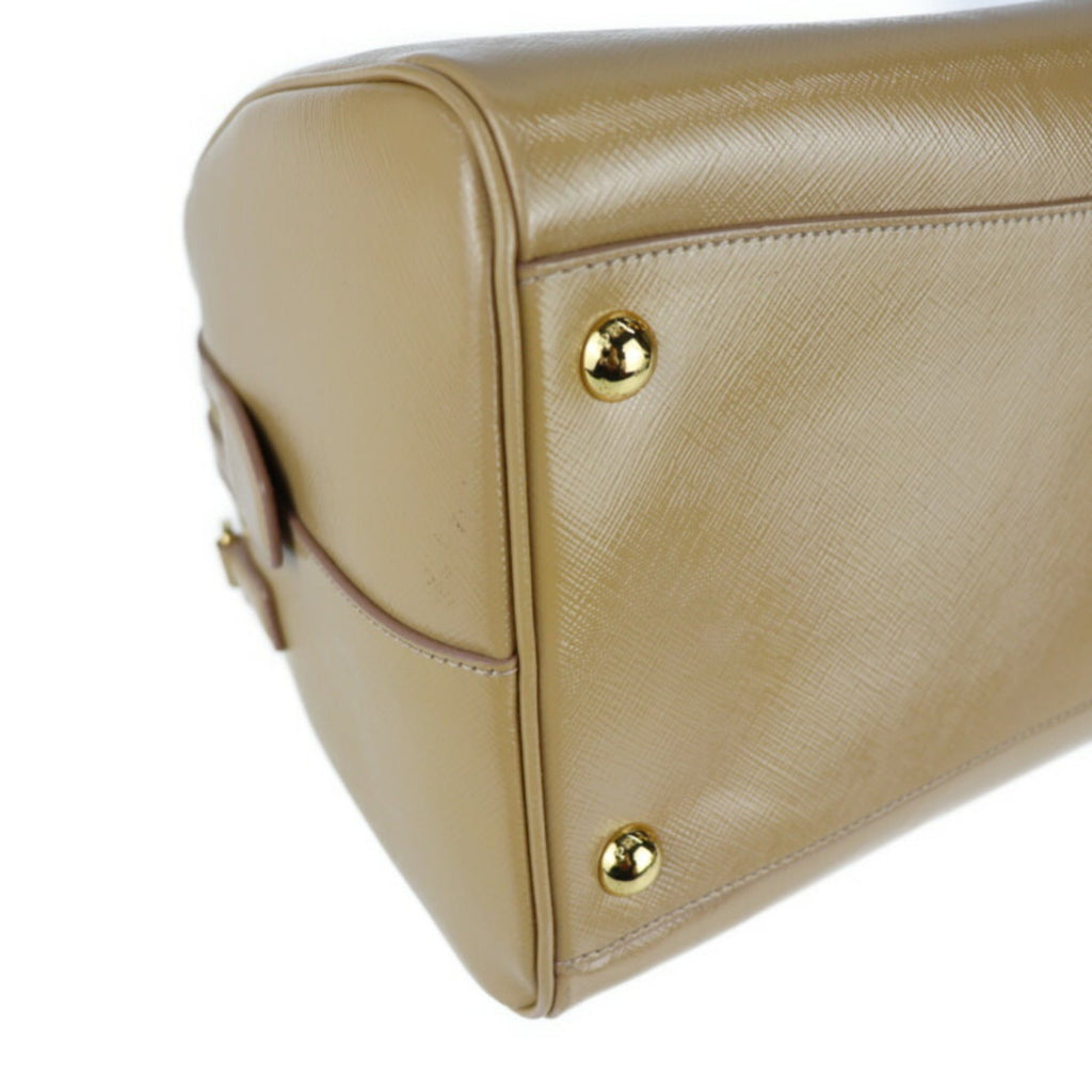 PRADA handbag BL0796 patent leather CAMMEO beige 2WAY shoulder bag mini Boston