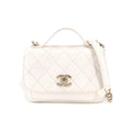 CHANEL Matelasse Business Affinity 2way Hand Shoulder Bag Caviar Skin White A93607