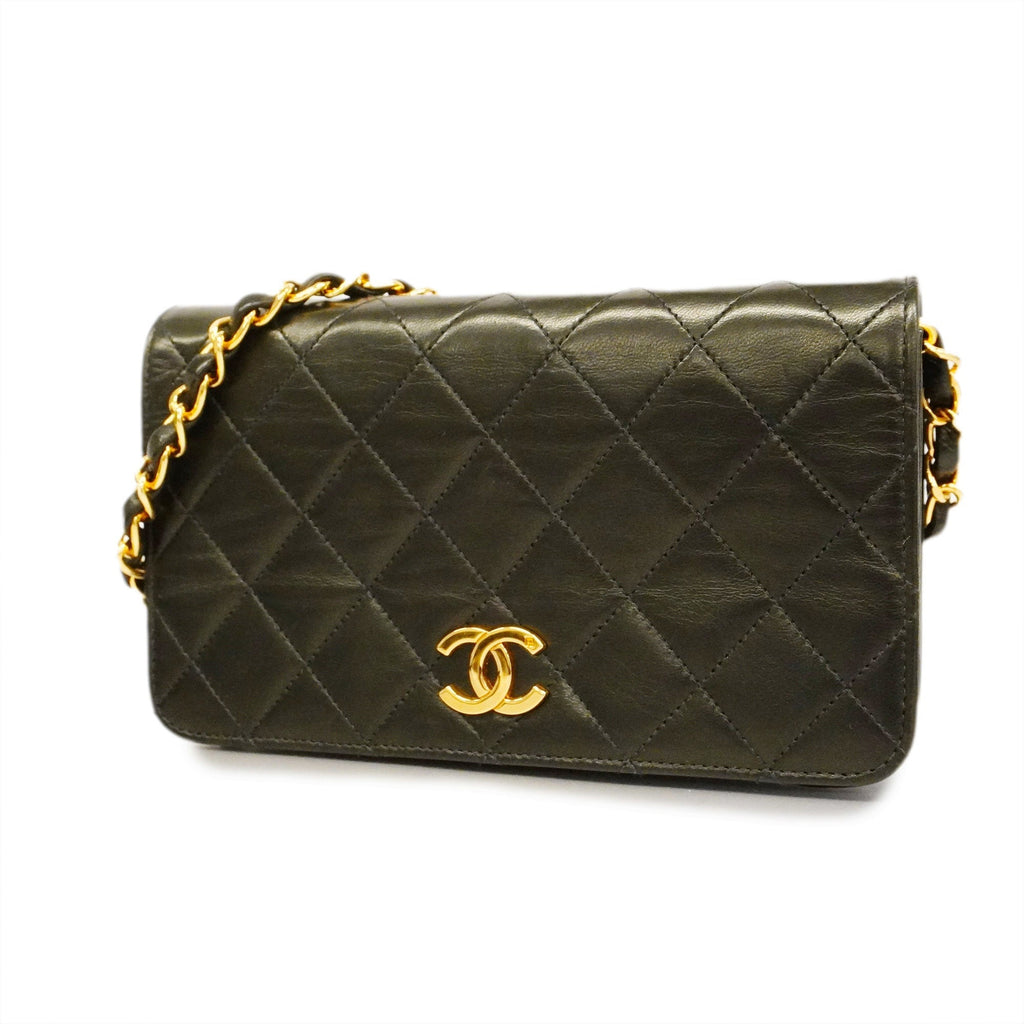 CHANEL  Matelasse Chain Shoulder Women's Leather Shoulder Bag Black