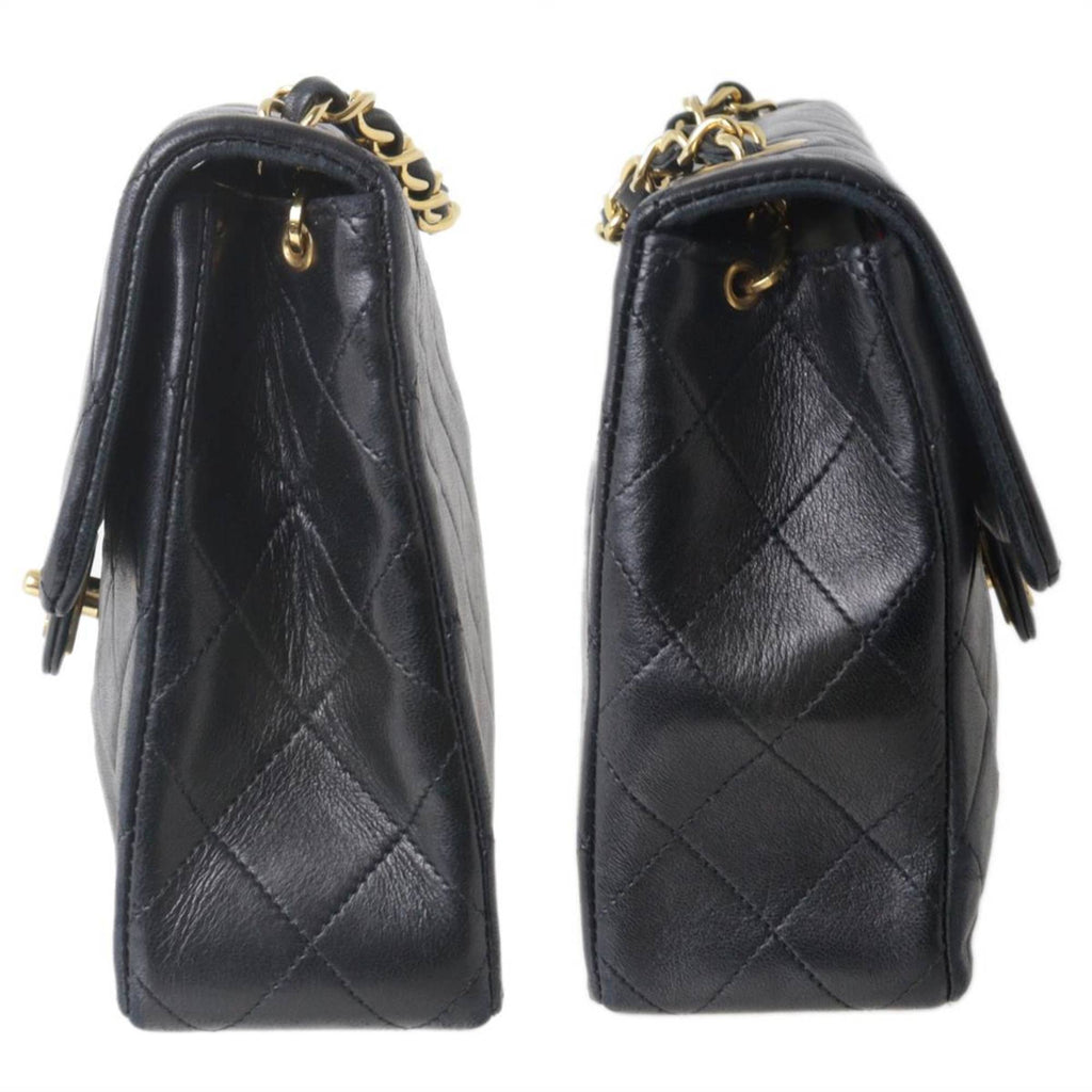 CHANEL Matelasse 20 Chain Shoulder Bag 7 Digits Circa 1990 Lambskin Black x Gold NT