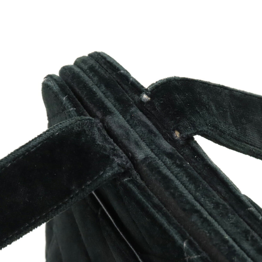 CHANEL Velor Matelasse Shoulder Bag Tote Black