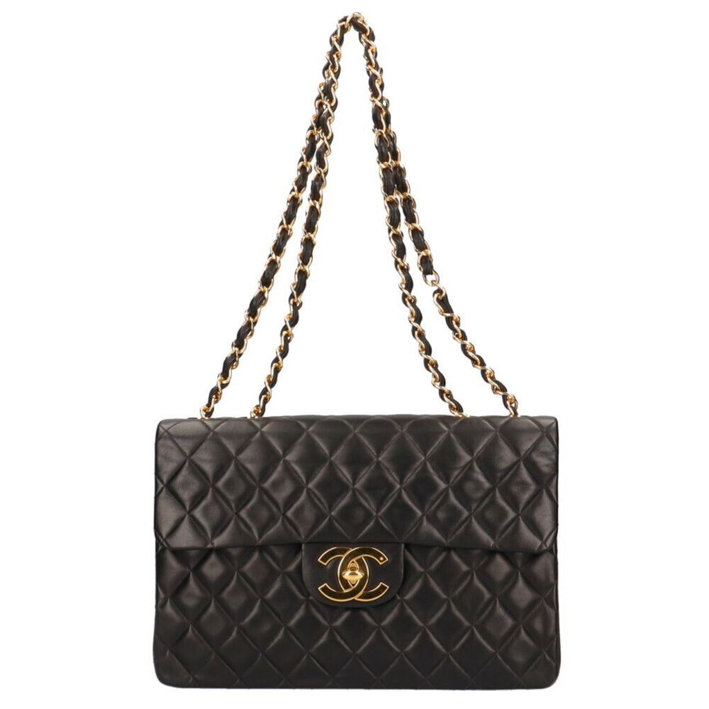 CHANEL chain matelasse shoulder bag lambskin black ladies