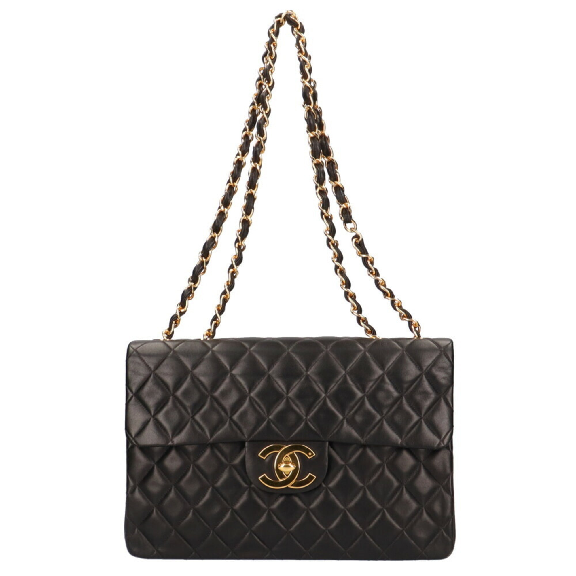 CHANEL chain matelasse shoulder bag lambskin black ladies