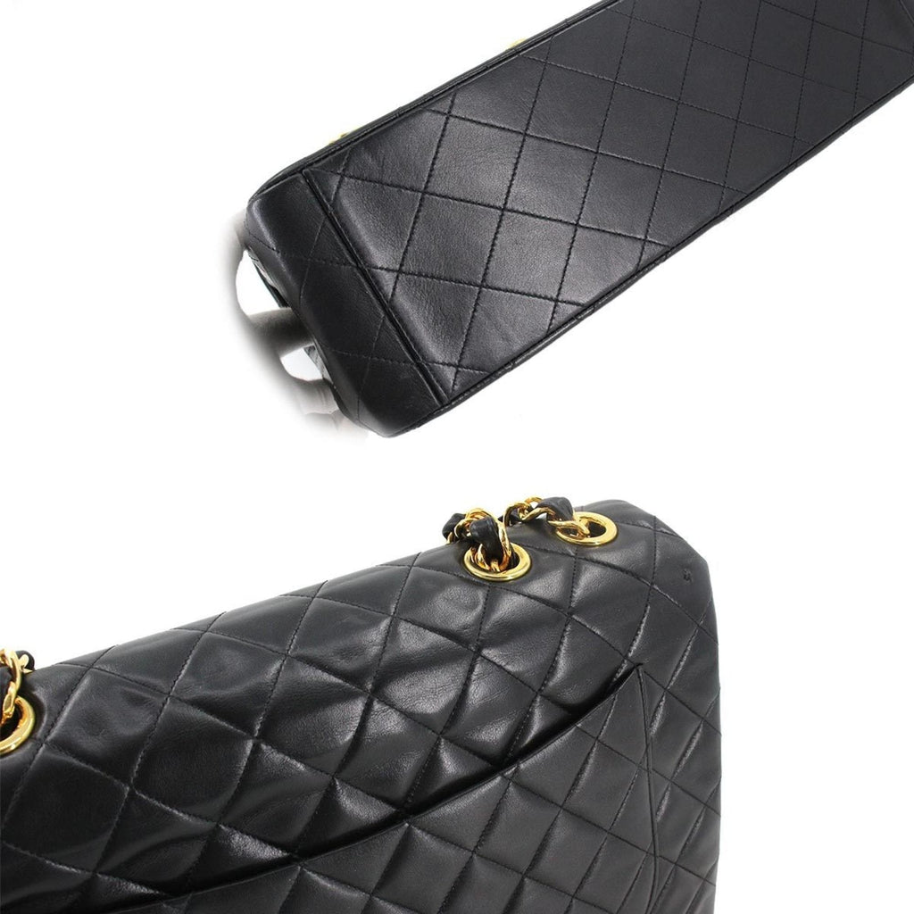 Chanel Decamato matelasse 34 chain shoulder bag leather black A01094 vintage gold metal fittings Matelasse Bag