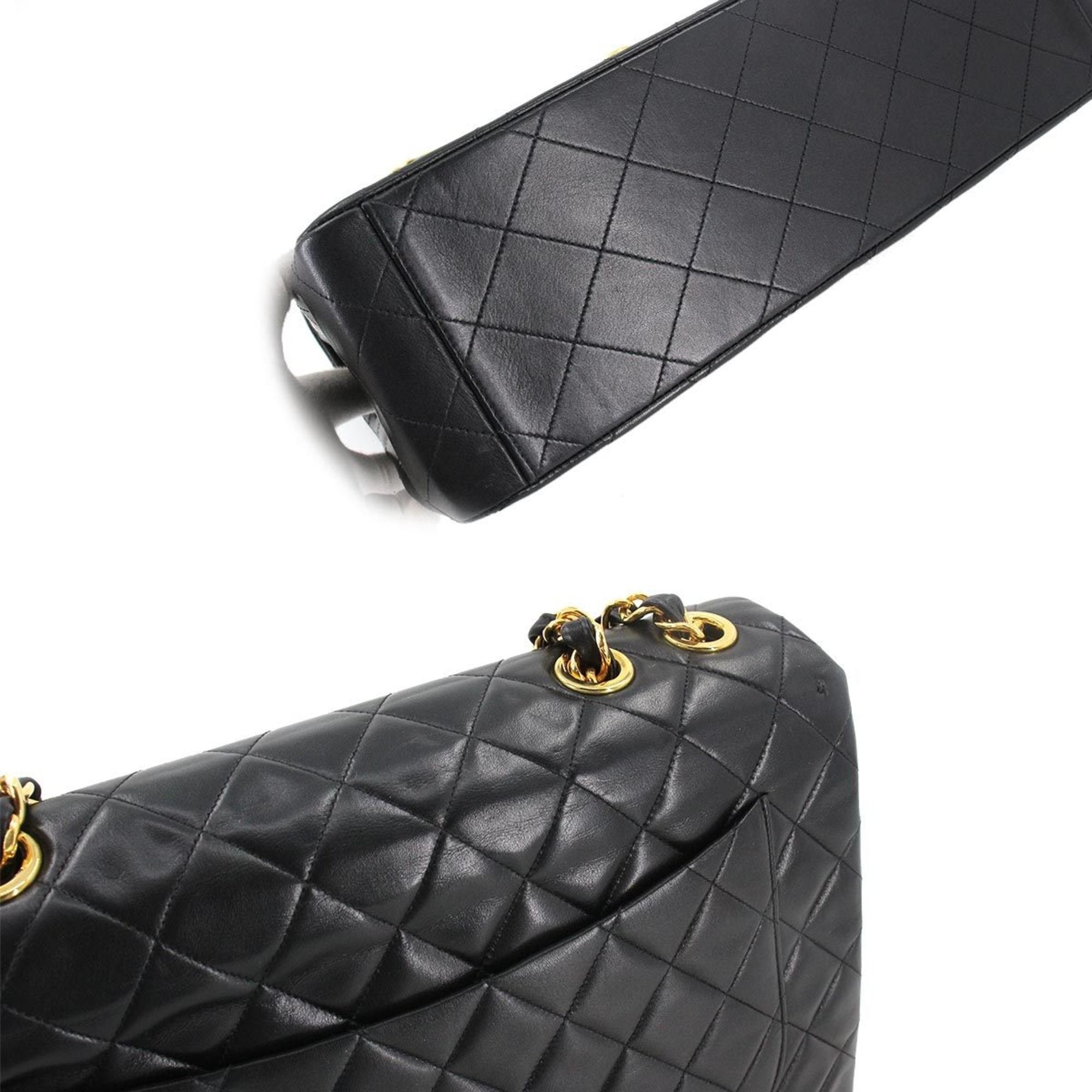 Chanel Decamato matelasse 34 chain shoulder bag leather black A01094 vintage gold metal fittings Matelasse Bag